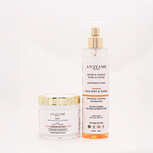 Set Duo - Éclat - Crème de nuit anti-âge & anti-rides + Face Brume & Tonique